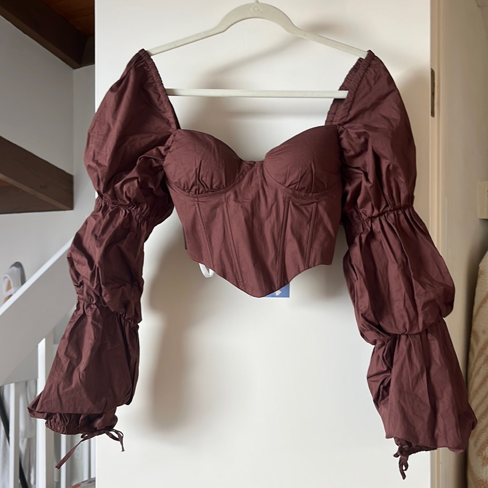 Brown crop top long sleeve XS shirt